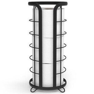 Trending Black Toilet Paper Holder Freestanding Bathroom Tissue Organizer Modern